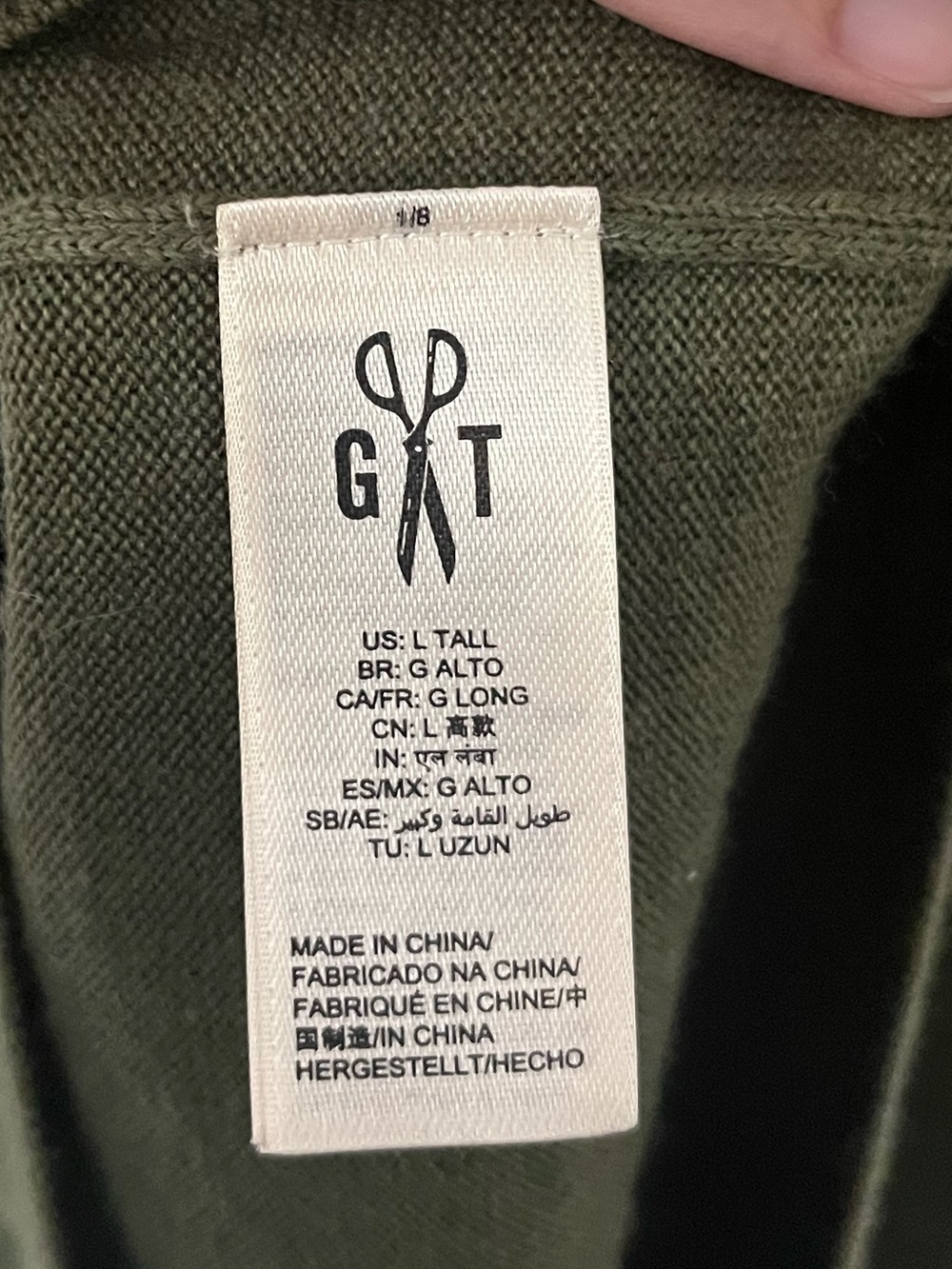 Goodthreads Men’s 100% Merino Wool Quarter Zip Green Sweater Large Tall - Picture 6 of 10